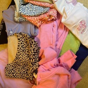 Brandy Melville crystal hoodies, rosa sweatpants, various tees and tanks
